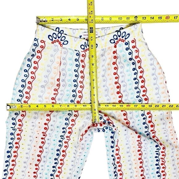 Eyelet Embroidery Boho Pants Multicolor Cropped Zip-Side Sz S - Picture 11 of 16